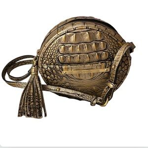Brahmin RARE belle gold metallic crossbody round bag